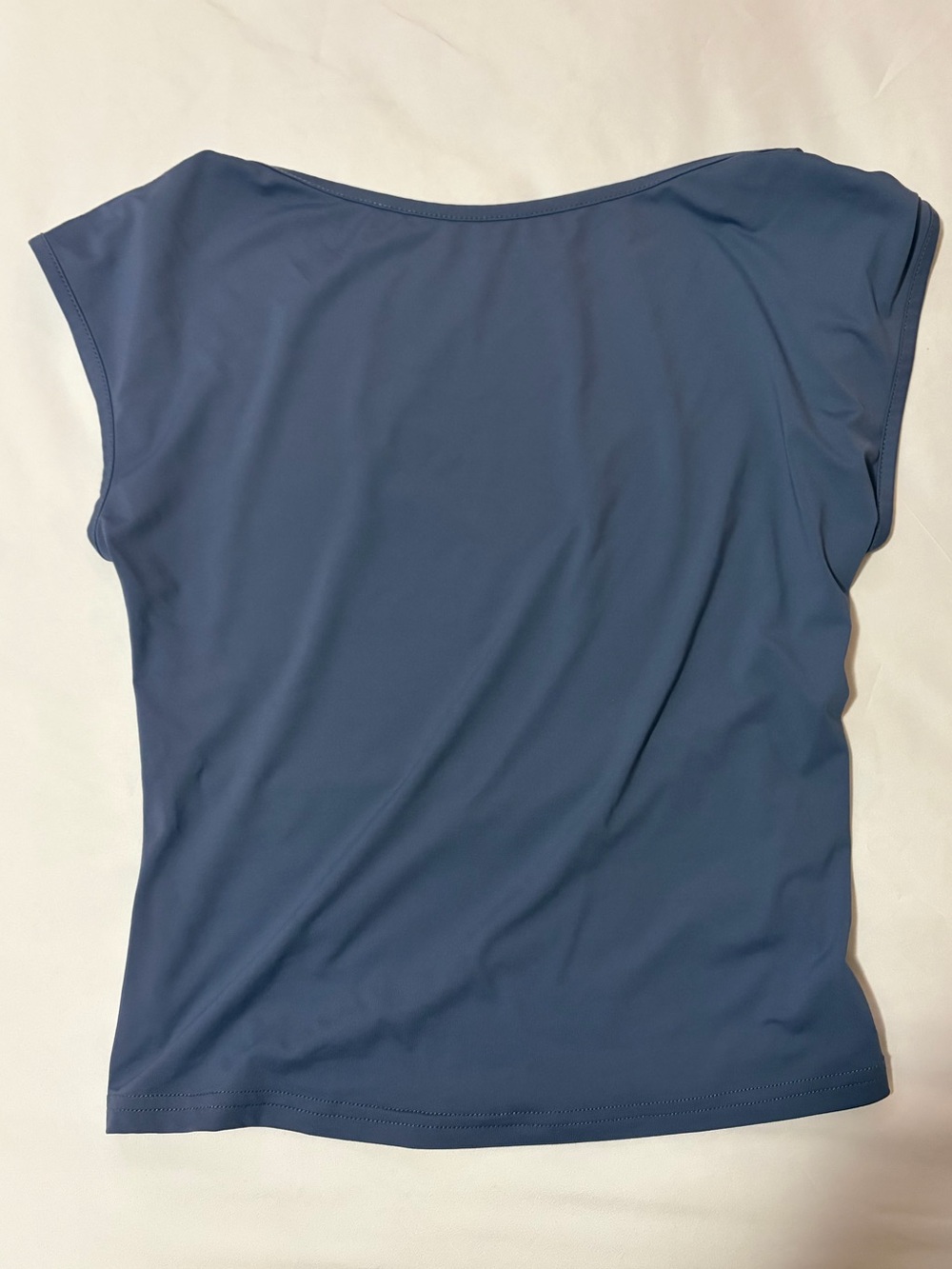 Women's Blue Short-Sleeve Top with Scoop Back